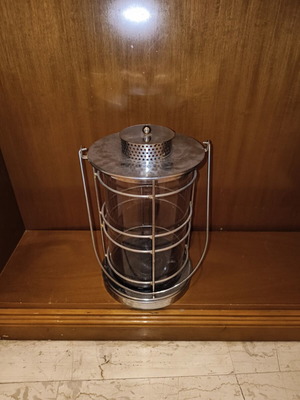 Stainless Steel Lantern like new, height 32 cm, diameter 22 cm