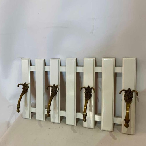 Vintage wall-mounted coat rack white 34x60 used