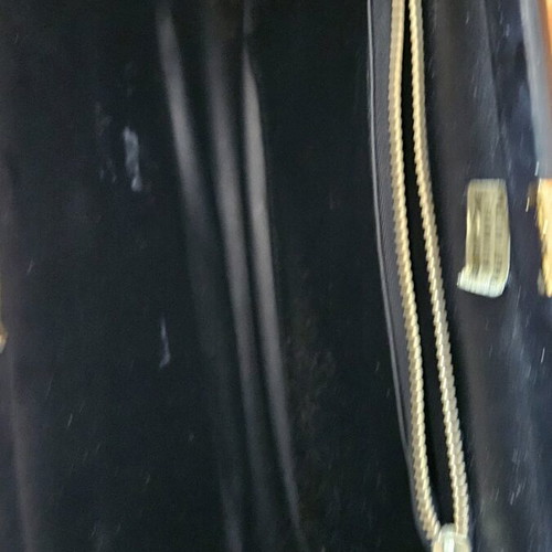 Evening leather envelope shoulder bag like new, black, 1970s