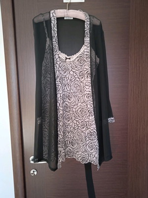 Γυναικείο νυχτικό με ρόμπα σετ μεταχειρισμένο, μαύρο, μέγεθος L