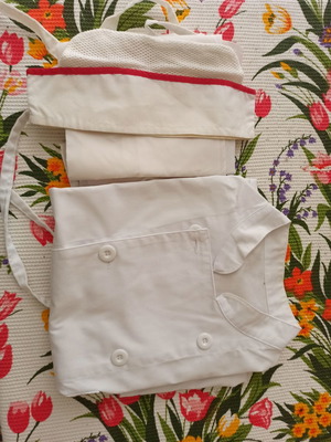 Chef and Pastry Cook Jacket with Aprons and Cap like new