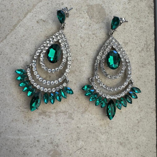 Anna Maria Mazaraki earrings like new, green and silver