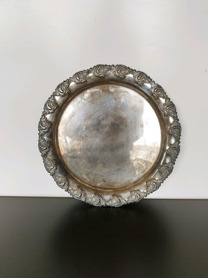 Vintage silver-plated tray used, diameter 41cm