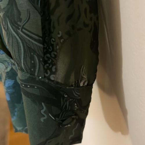 Vassia Kostara shirt like new, see through, size M, white and green