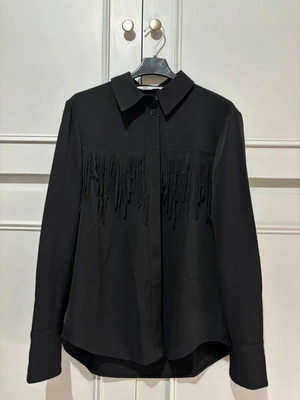 Zara Shirt With Fringes Black New, Size S