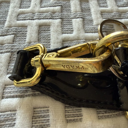 Prada bag used, black glossy texture