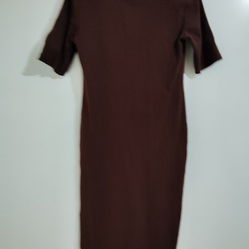 Zara midi dress with collar and buttons, brown