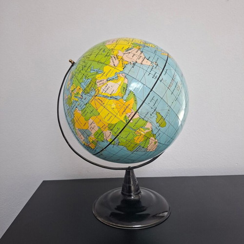 Retro Greek globe vintage 1970s used with Greek labeling