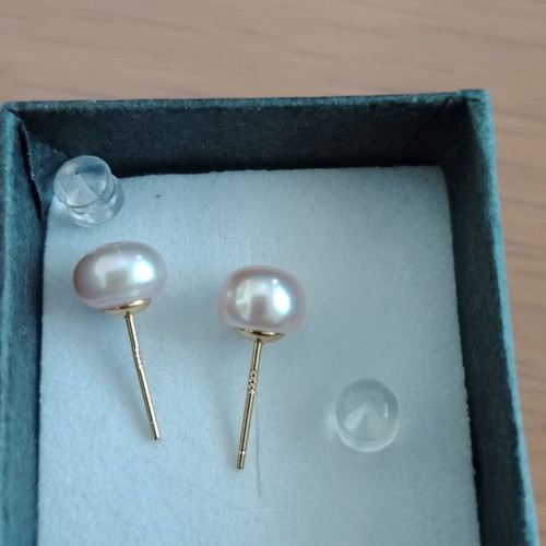 Earrings with pink freshwater pearls, silver S999, new