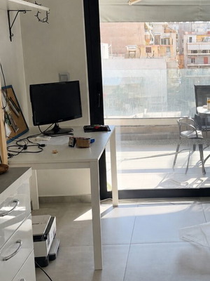 IKEA white desk, modern minimalist design