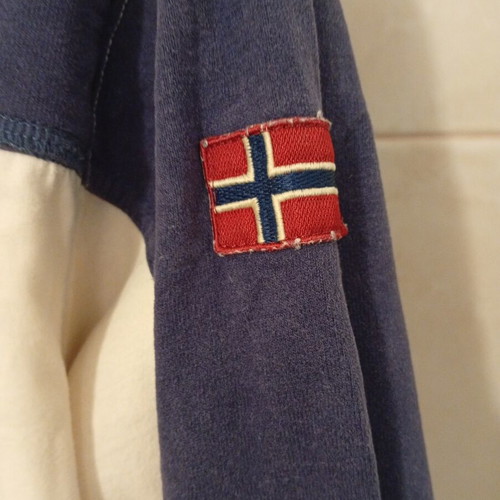 Napapijri long sleeve shirt with collar used, size L, white and blue