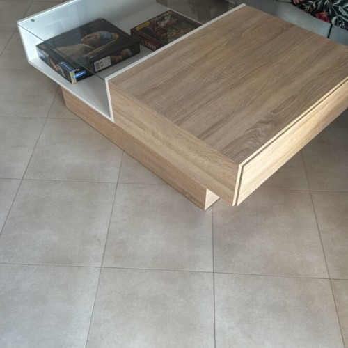 Coffee table like new with drawer and glass top 1.20x80 m