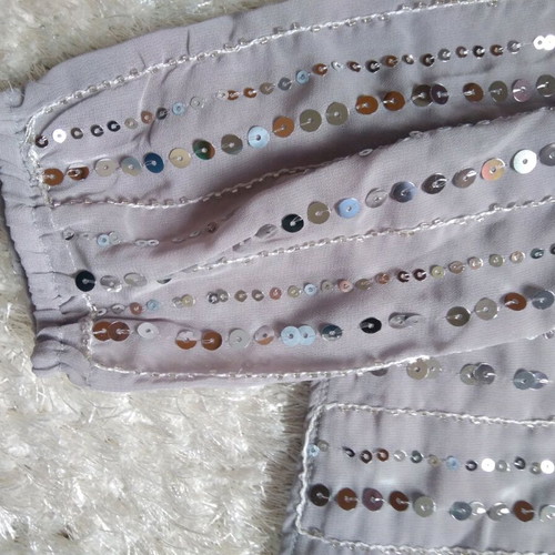 BSB one-shoulder top like new, gray with silver sequins, size 40