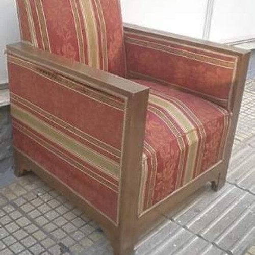 Interwar armchair used with fabric and varnish wear