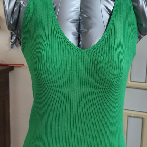 Ribbed Viscose Dress new, fitted, green, size S-M