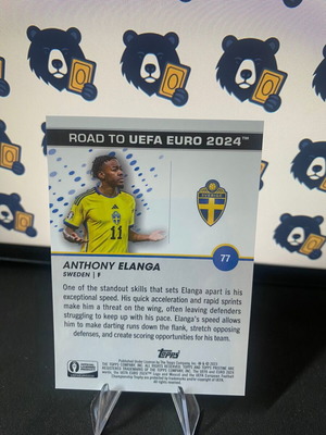 Anthony Elanga 2023 Topps Pristine Road to UEFA Euro 2024 Purple Refractor card new