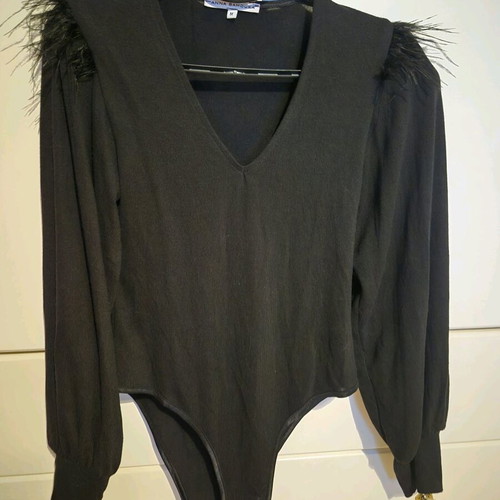 Anna Samouka women's bodysuit like new, black with shoulder pads