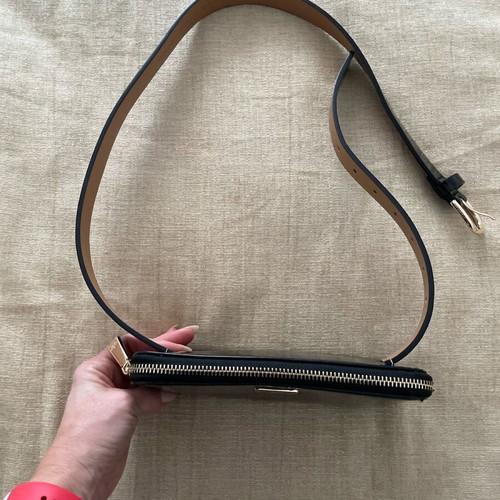 Kate Spade New York waist bag, black patent leather