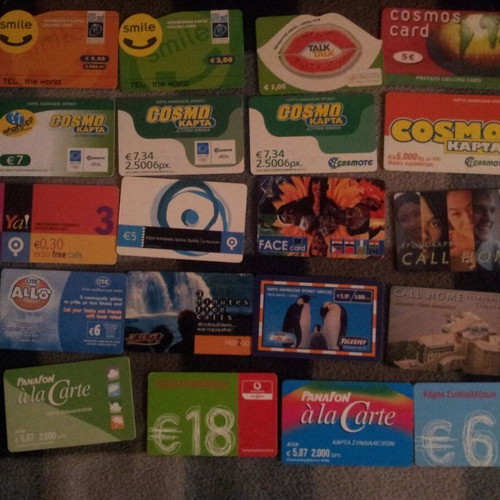Greek phone cards used, pack of 20 pieces