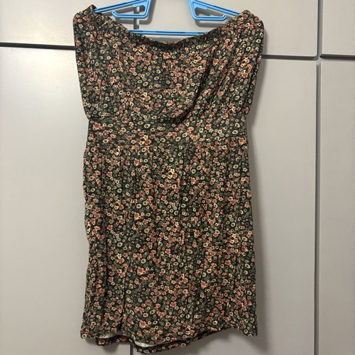 AJC Floral Strapless Dress with Belt and Pockets, One Size