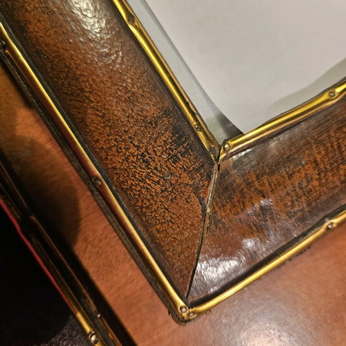 Three leather photo frames with glass like new