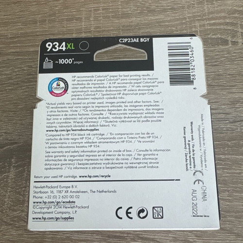 HP 934XL Black Ink Cartridge new, genuine
