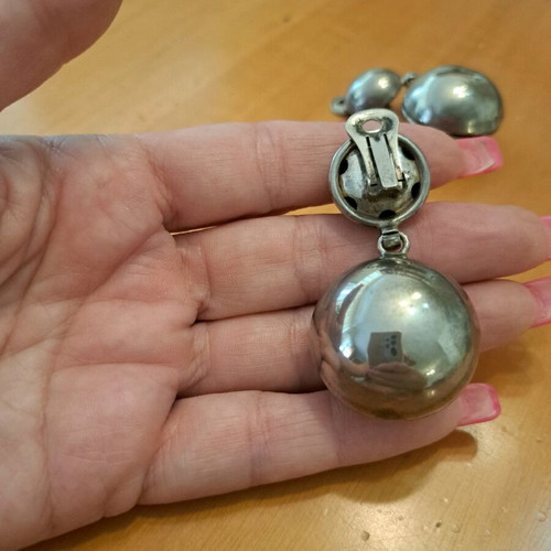 Vintage silver-plated earrings used, silver color