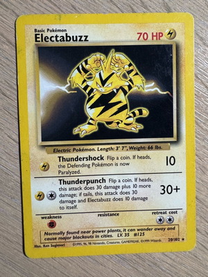 Electabuzz κάρτα Pokemon Base Set 20/102 μεταχειρισμένη 1999