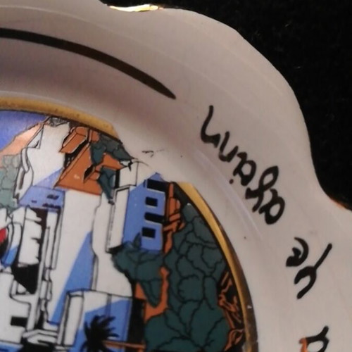 Methana plate used, collectible Terracotta with 24k gold