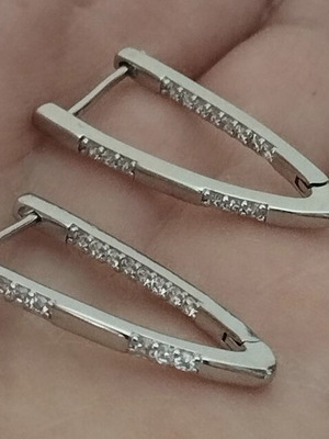 Bohemia earrings with zircon stones, like new, silver color