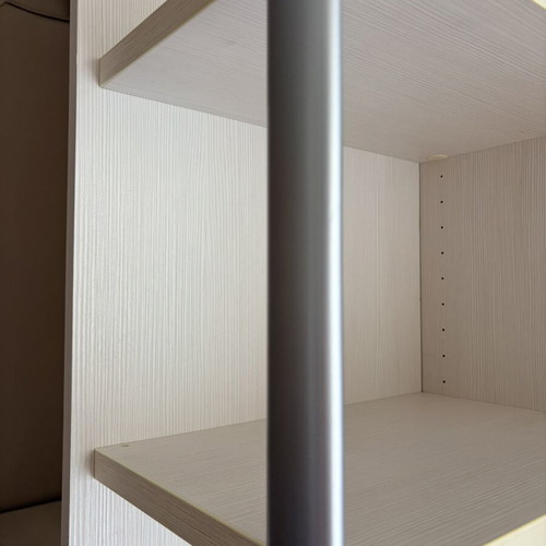Neoset bookshelf used, white wood and metal, 6 shelves