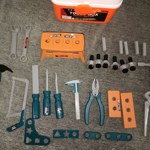 Children's toolboxes used with tools, set of two