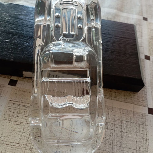 Jaguar crystal car model on wooden base like new