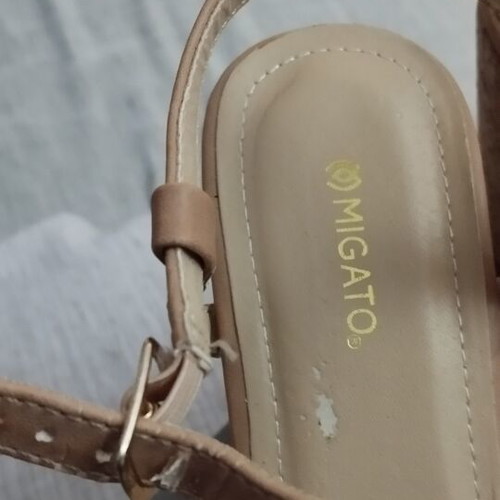 Migato beige platform sandals used, heel height 10 cm, size 38