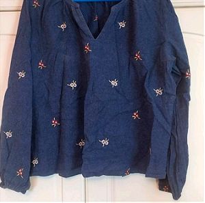 Marks and Spencer μπλούζα γυναικεία μπλε με κεντήματα μέγεθος UK 12,EU 40