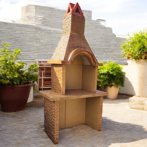 Emily garden concrete barbecue in beige and brown, new
