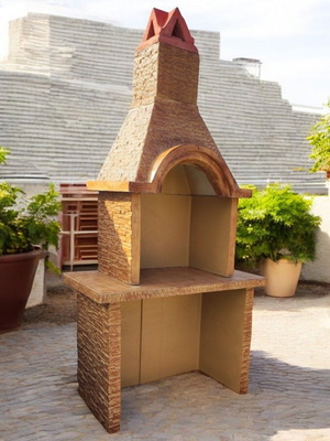 Emily garden concrete barbecue in beige and brown, new