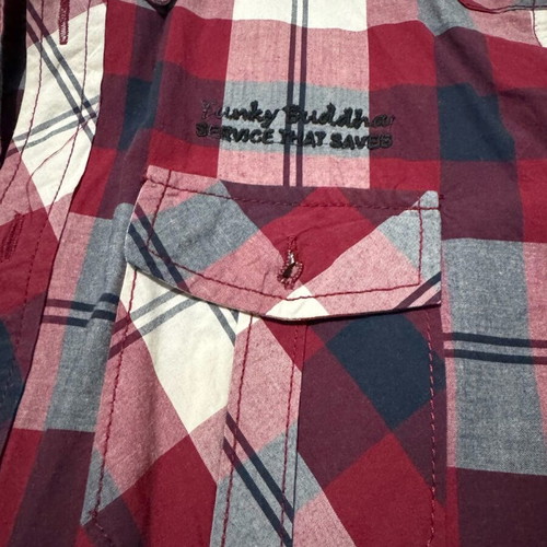 Funky Buddha Tartan Plaid Shirt Large like new, red/navy