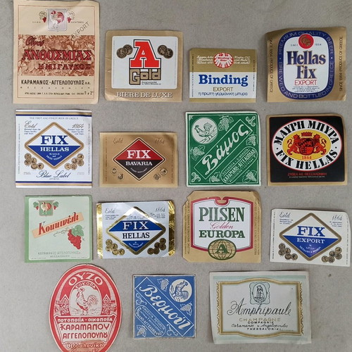 Alcoholic beverage labels old, set of 15 pieces