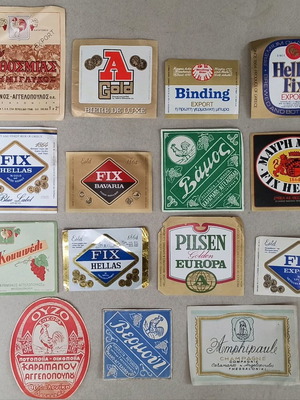 Alcoholic beverage labels old, set of 15 pieces