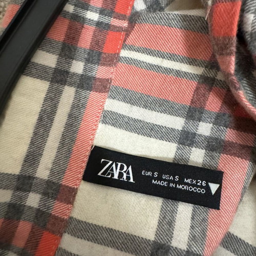 Zara checked shirt like new, side button design, size S