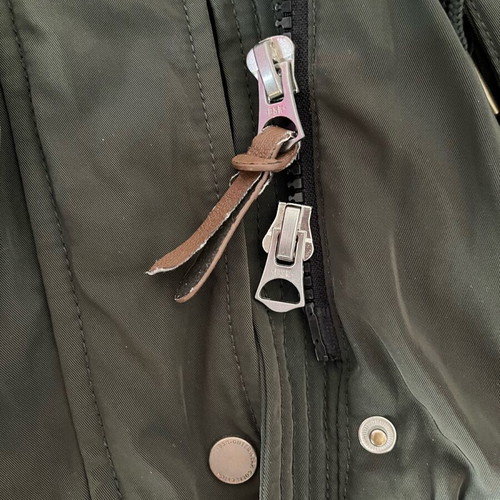 Bershka khaki parka jacket with detachable fur hood, size M, like new