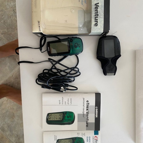 Garmin eTrex Venture GPS used with box and accessories