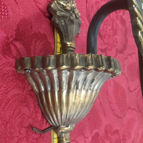 Two vintage brass wall sconces from the 1960s
