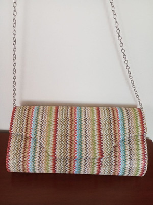 Colorful Shoulder Bag new, chevron woven effect with chain