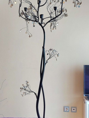 Metal floor candle holder with flexible branches, gothic style
