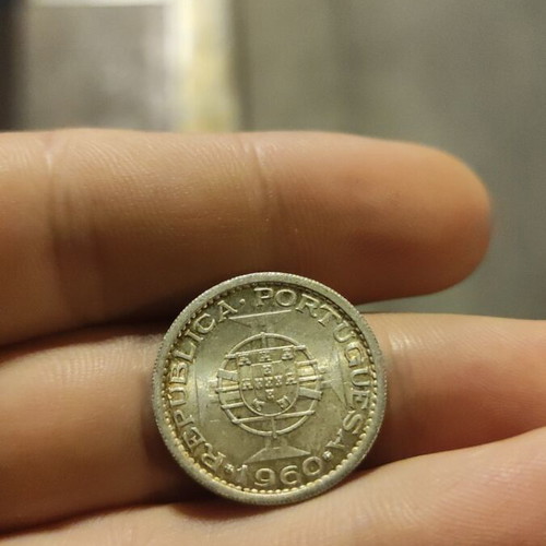 Silver coin Portugal 1960 used, 0.650° purity