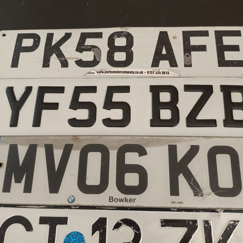 Collectible car license plates used, pack of 5 from England Romania Greece