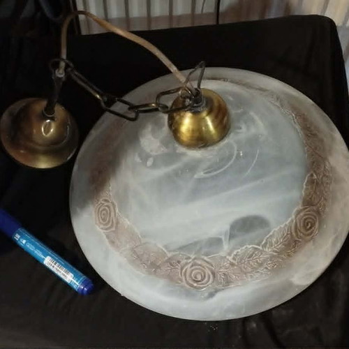Glass ceiling light used with small bronze decorative chip