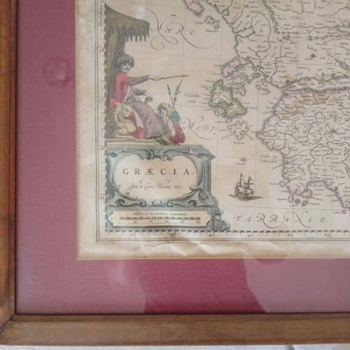 Graecia engraving by Joh. et Corn. Blaeu, 17th century map of Greece and Aegean